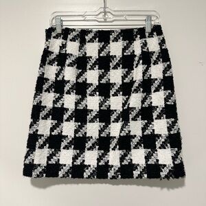 NWT LOFT Black and White Checkered Houndstooth Mini Skirt